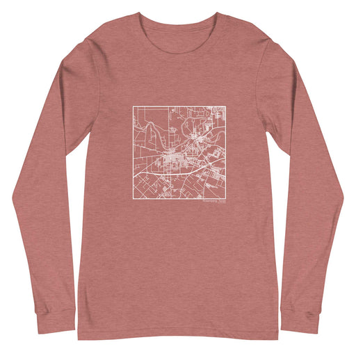Rosenberg Texas  Map Unisex Long-Sleeve T-shirt with City inscription in Heather Mauve