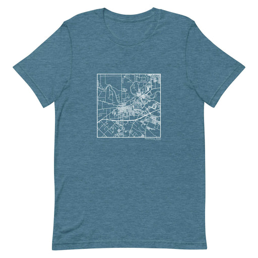 Rosenberg Texas  Map Unisex T-Shirt with City inscription in Heather Teal