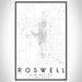 Roswell New Mexico Map Print Portrait Orientation in Classic Style With Shaded Background