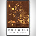 Roswell New Mexico Map Print Portrait Orientation in Ember Style With Shaded Background