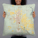 Person holding 22x22 Custom Roswell New Mexico Map Throw Pillow in Woodblock