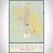 Roswell New Mexico Map Print Portrait Orientation in Woodblock Style With Shaded Background