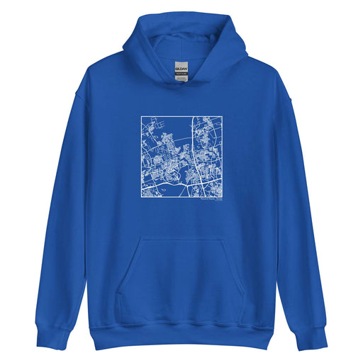Round Rock Texas  Map Unisex Hoodie Sweater with City inscription in Royal Blue