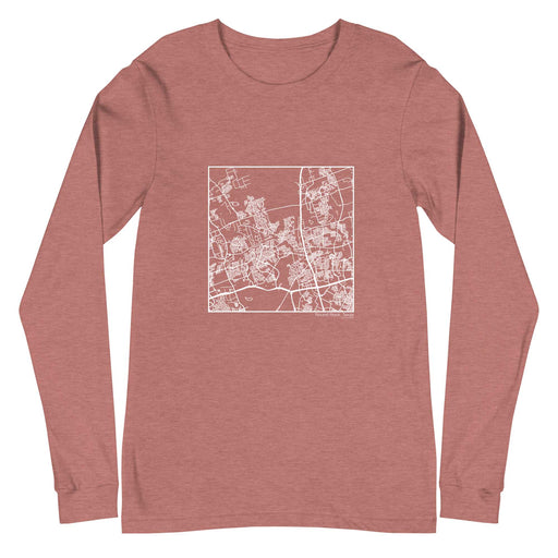 Round Rock Texas  Map Unisex Long-Sleeve T-shirt with City inscription in Heather Mauve