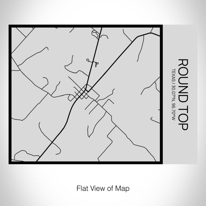 Rendered View of Round Top Texas Map on 20oz Stainless Steel Insulated Bottle with Bamboo Top with printed Tactile Lines Map in Black