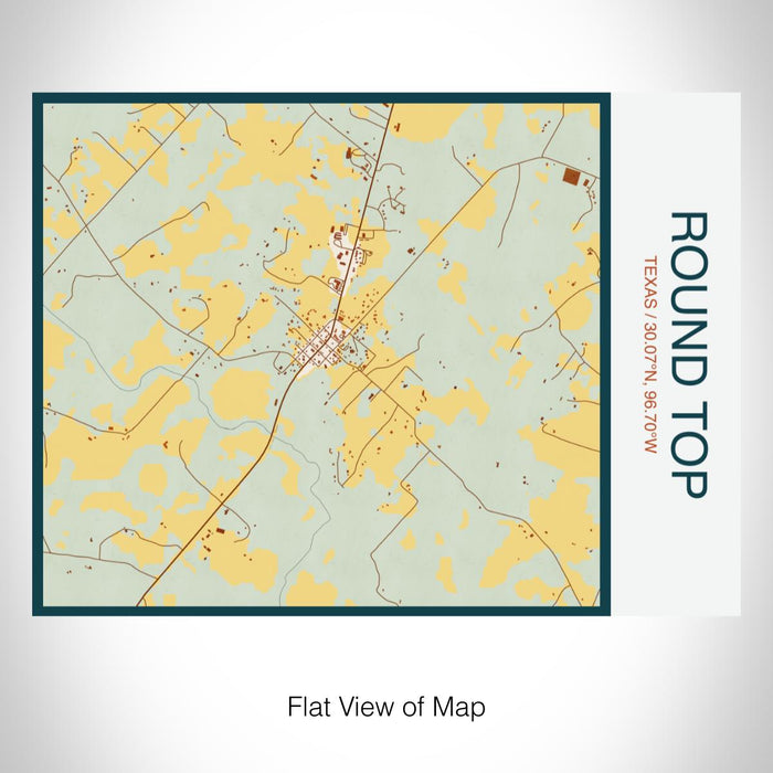 Rendered View of Round Top Texas Map on 20oz Stainless Steel Insulated Bottle with Bamboo Top with printed woodblock style map