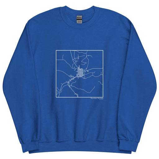 Roundup Montana  Map Unisex Crewneck Sweater with City inscription in Royal Blue