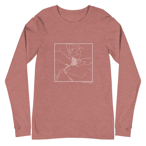 Roundup Montana  Map Unisex Long-Sleeve T-shirt with City inscription in Heather Mauve