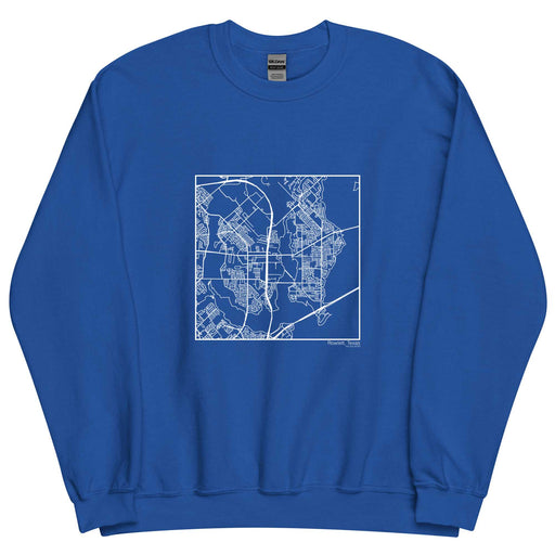 Rowlett Texas  Map Unisex Crewneck Sweater with City inscription in Royal Blue
