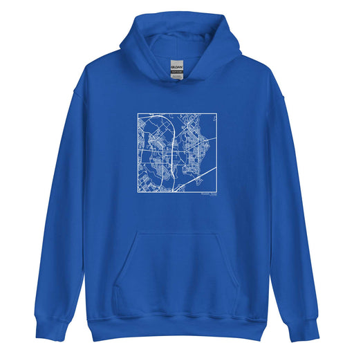 Rowlett Texas  Map Unisex Hoodie Sweater with City inscription in Royal Blue