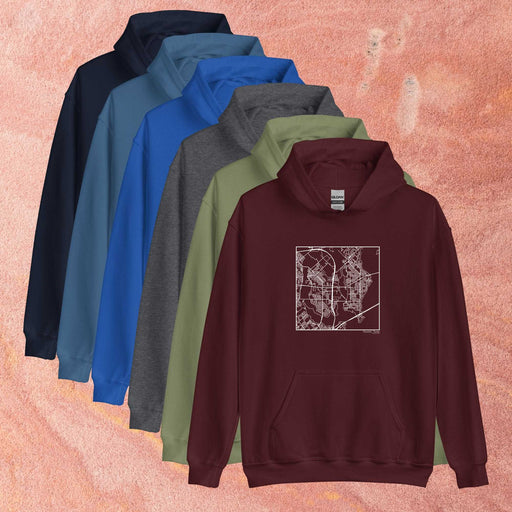 Rowlett Texas  Map Unisex Hoodie Sweaters in Multiple Colors