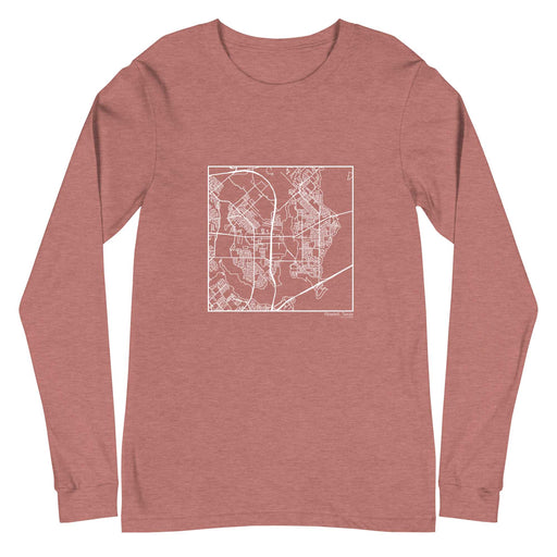 Rowlett Texas  Map Unisex Long-Sleeve T-shirt with City inscription in Heather Mauve