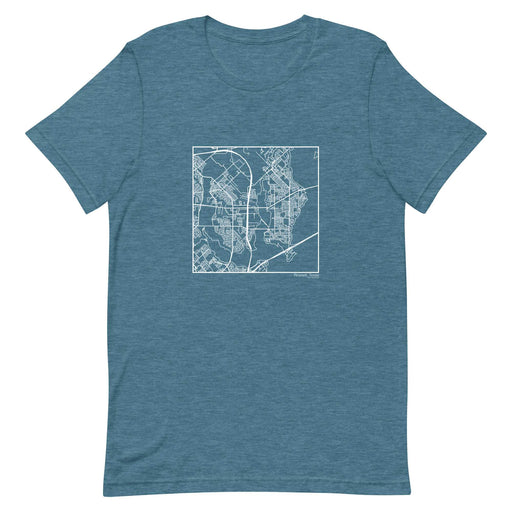 Rowlett Texas  Map Unisex T-Shirt with City inscription in Heather Teal