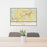 24x36 Royse City Texas Map Print Lanscape Orientation in Woodblock Style Behind 2 Chairs Table and Potted Plant