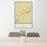 24x36 Royse City Texas Map Print Portrait Orientation in Woodblock Style Behind 2 Chairs Table and Potted Plant