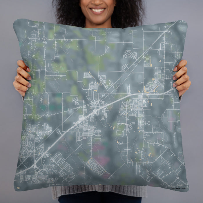Person holding 22x22 Custom Royse City Texas Map Throw Pillow in Afternoon