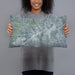 Person holding 20x12 Custom Royse City Texas Map Throw Pillow in Afternoon