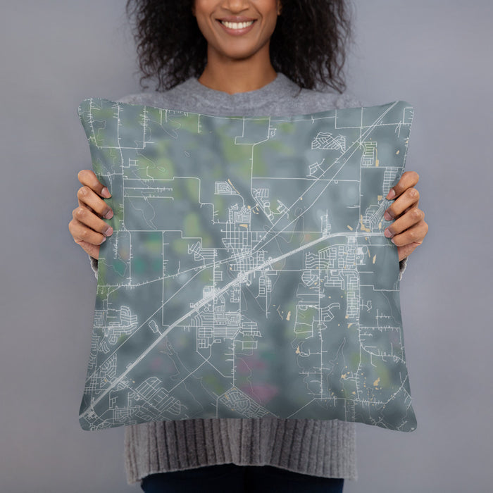 Person holding 18x18 Custom Royse City Texas Map Throw Pillow in Afternoon