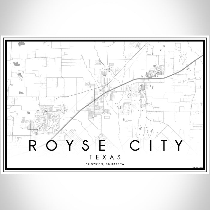 Royse City Texas Map Print Landscape Orientation in Classic Style With Shaded Background