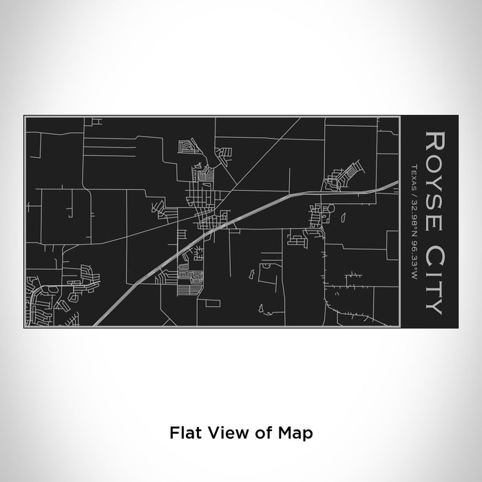 Rendered View of Royse City Texas Map Engraving on 17oz Stainless Steel Insulated Cola Bottle in Black