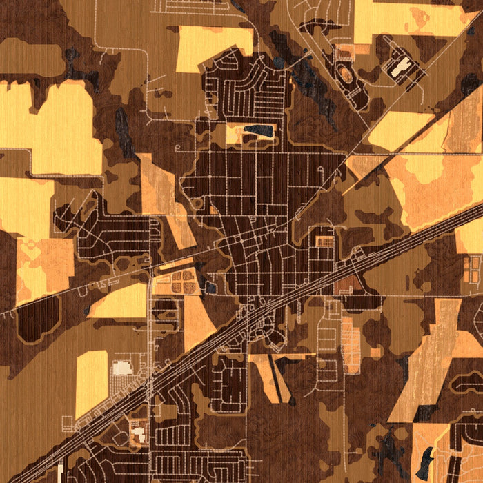 Royse City Texas Map Print in Ember Style Zoomed In Close Up Showing Details