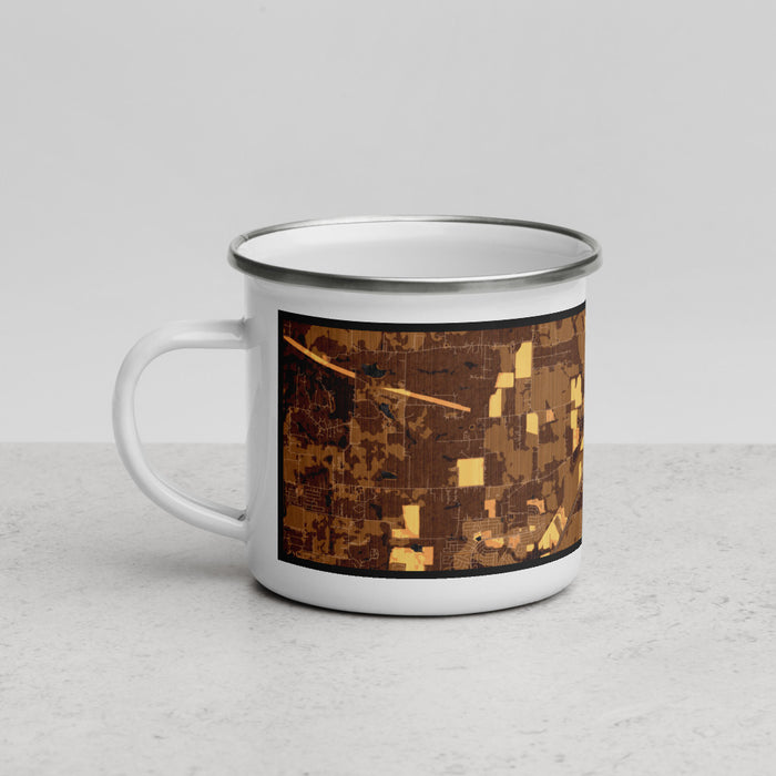 Left View Custom Royse City Texas Map Enamel Mug in Ember