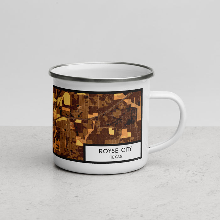 Right View Custom Royse City Texas Map Enamel Mug in Ember