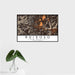 16x24 Ruidoso New Mexico Map Print Landscape Orientation in Ember Style With Tropical Plant Leaves in Water
