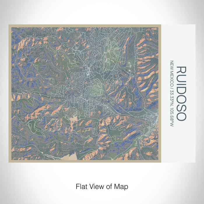 Rendered View of Ruidoso New Mexico Map on 20oz Stainless Steel Insulated Bottle with Bamboo Top with printed afternoon style map