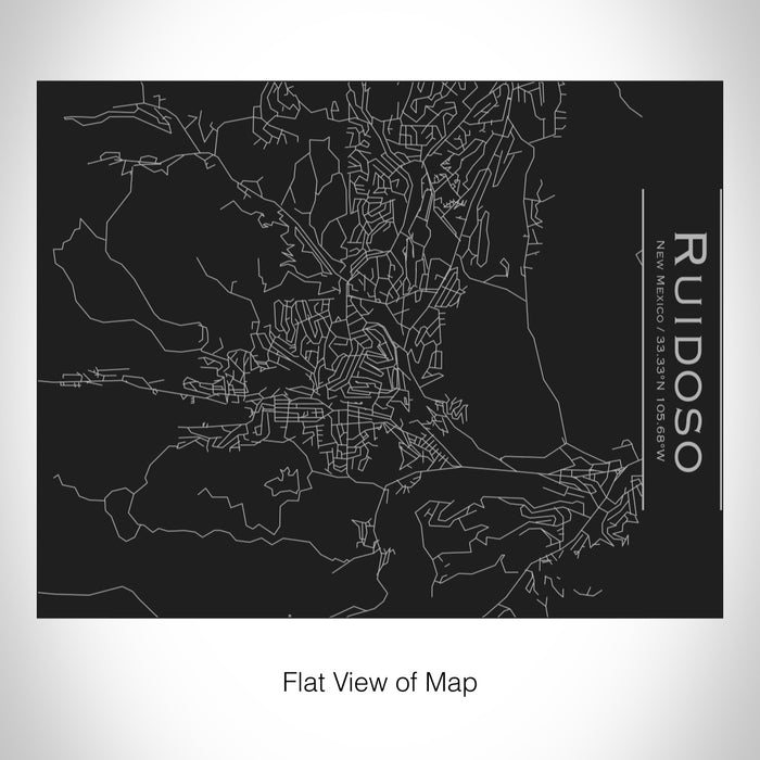 Rendered View of Ruidoso New Mexico Map on 20oz Stainless Steel Insulated Bottle with Bamboo Top in Black