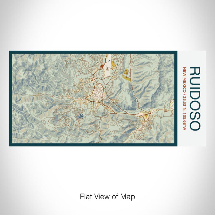 Rendered View of Ruidoso New Mexico Map on 17oz Stainless Steel Insulated Bottle with printed woodblock style map