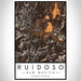 Ruidoso New Mexico Map Print Portrait Orientation in Ember Style With Shaded Background