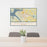 24x36 Russellville Arkansas Map Print Lanscape Orientation in Woodblock Style Behind 2 Chairs Table and Potted Plant
