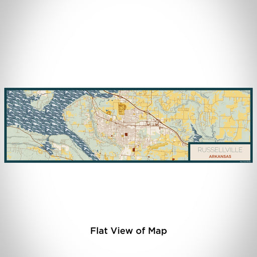 Flat View of Map Custom Russellville Arkansas Map Enamel Mug in Woodblock