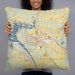 Person holding 22x22 Custom Russellville Arkansas Map Throw Pillow in Woodblock