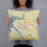 Person holding 18x18 Custom Russellville Arkansas Map Throw Pillow in Woodblock