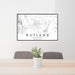 24x36 Rutland Vermont Map Print Lanscape Orientation in Classic Style Behind 2 Chairs Table and Potted Plant