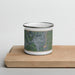 Front View Custom Rutland Vermont Map Enamel Mug in Afternoon on Cutting Board