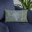 Custom Rutland Vermont Map Throw Pillow in Afternoon on Blue Colored Chair