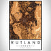 Rutland Vermont Map Print Portrait Orientation in Ember Style With Shaded Background