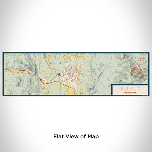Flat View of Map Custom Rutland Vermont Map Enamel Mug in Woodblock