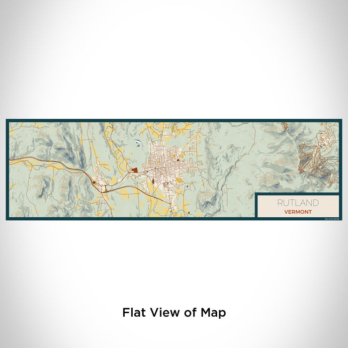 Flat View of Map Custom Rutland Vermont Map Enamel Mug in Woodblock