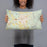 Person holding 20x12 Custom Rutland Vermont Map Throw Pillow in Woodblock
