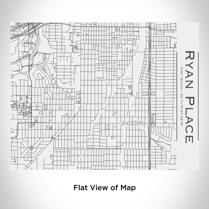 Rendered View of Ryan Place Fort Worth Map Engraving on 20oz Stainless Steel Insulated Bottle with Bamboo Top in White