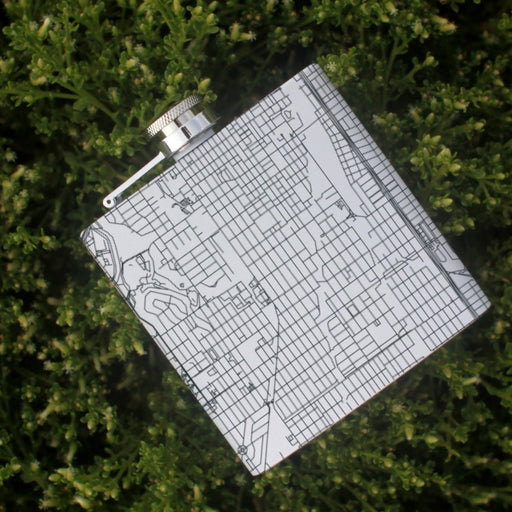 Ryan Place Fort Worth Custom Engraved City Map Inscription Coordinates on 6oz Stainless Steel Flask in White