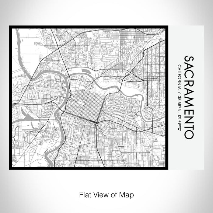 Rendered View of Sacramento California Map on 20oz Stainless Steel Insulated Bottle with Bamboo Top with printed classic style map