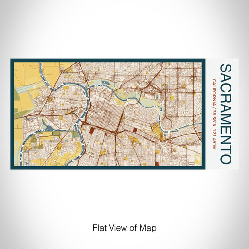 Rendered View of Sacramento California Map on 17oz Stainless Steel Insulated Bottle with printed woodblock style map