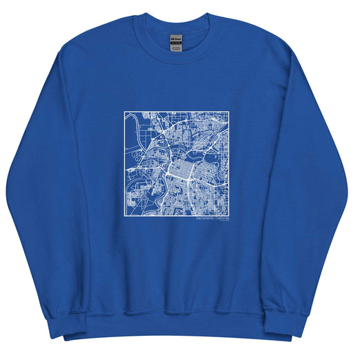 Sacramento California  Map Unisex Crewneck Sweater with City inscription in Royal Blue