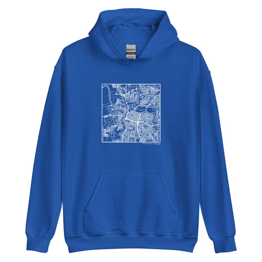 Sacramento California  Map Unisex Hoodie Sweater with City inscription in Royal Blue