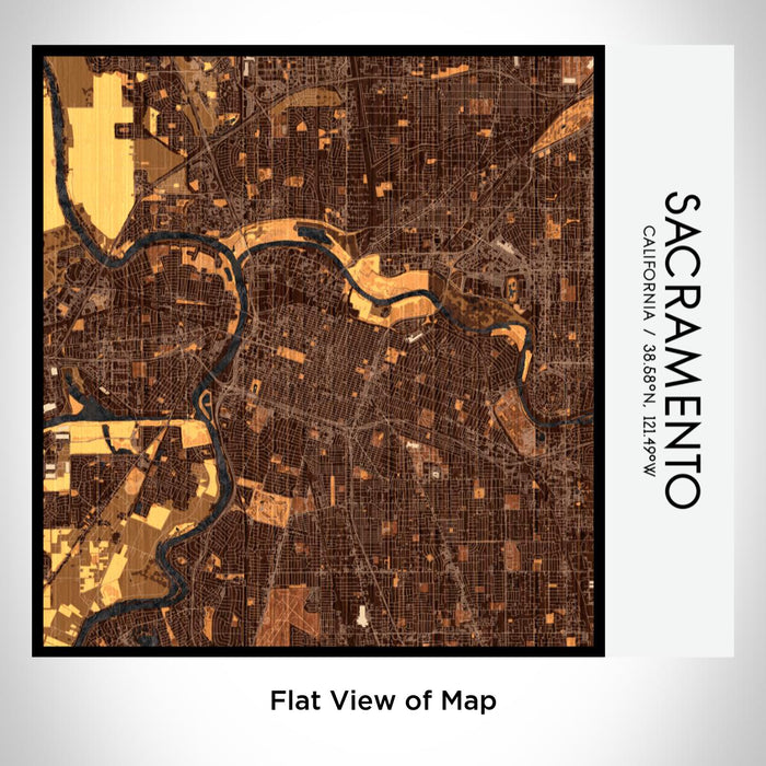 Rendered View of Sacramento California Map on 17oz Stainless Steel Insulated Tumbler in Ember Map Style